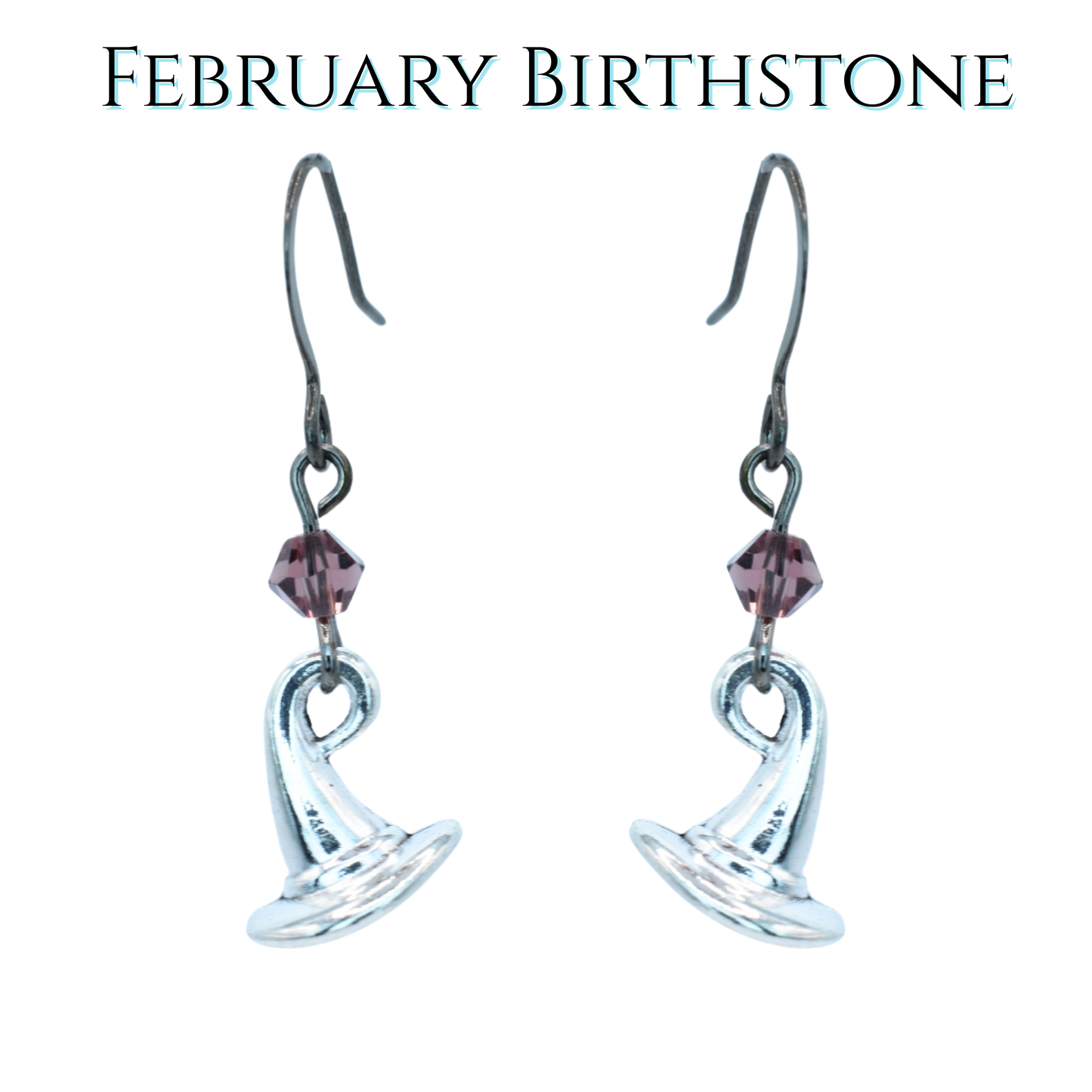 Witch Hat Birthstone Crystal Bead Earrings - Personalized