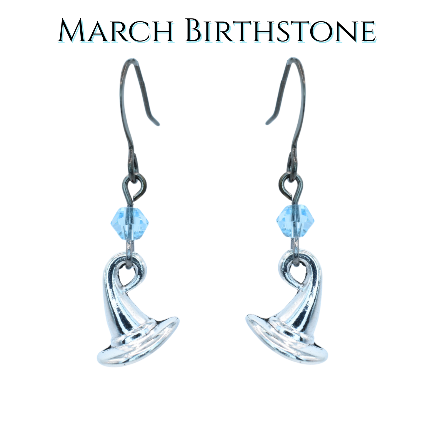 Witch Hat Birthstone Crystal Bead Earrings - Personalized