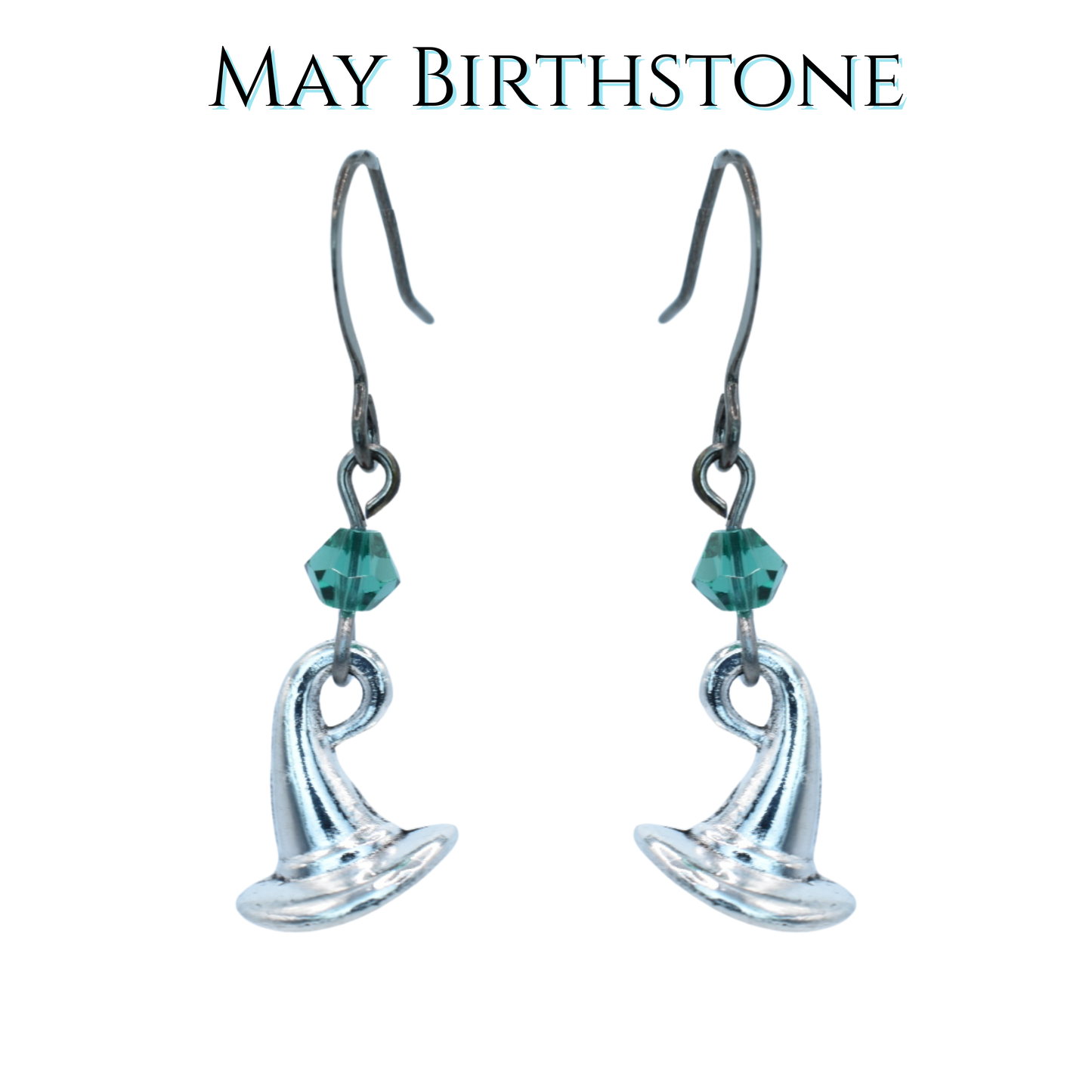 Witch Hat Birthstone Crystal Bead Earrings - Personalized