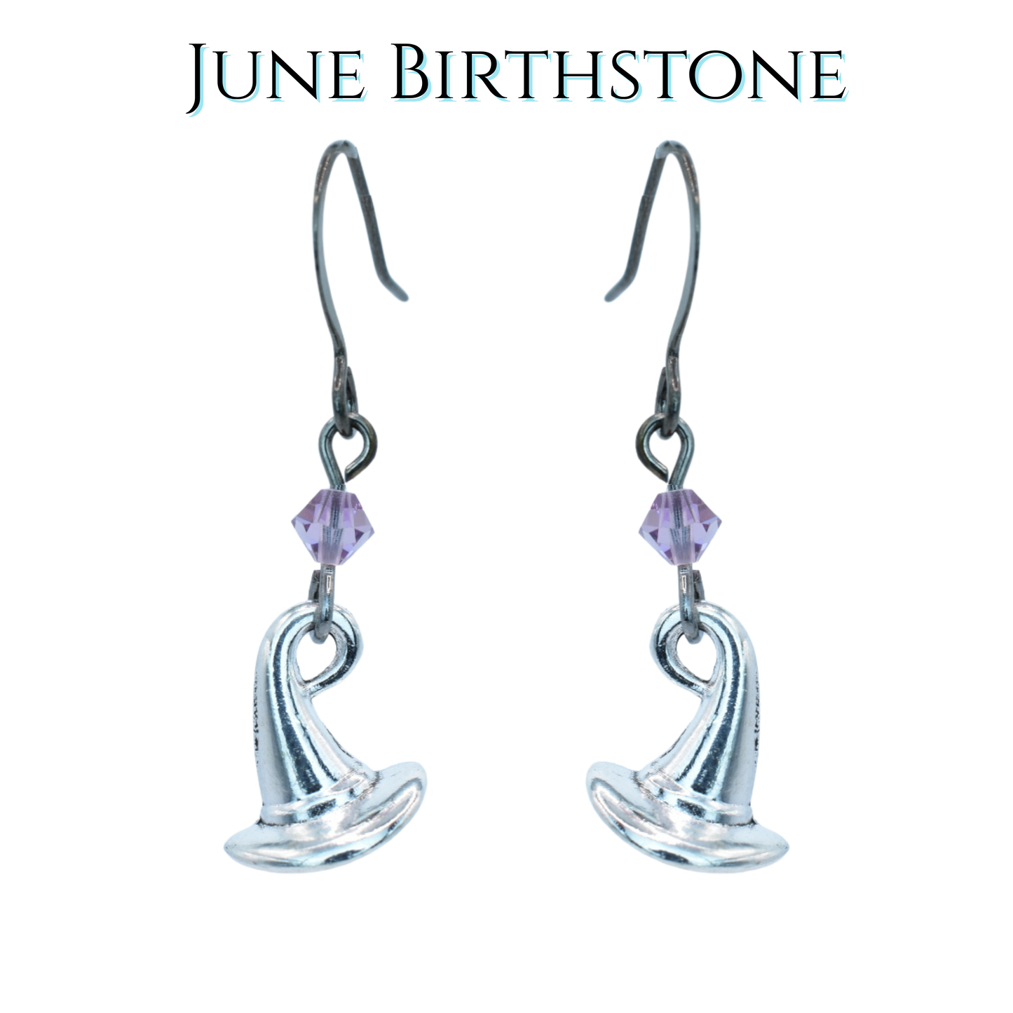 Witch Hat Birthstone Crystal Bead Earrings - Personalized