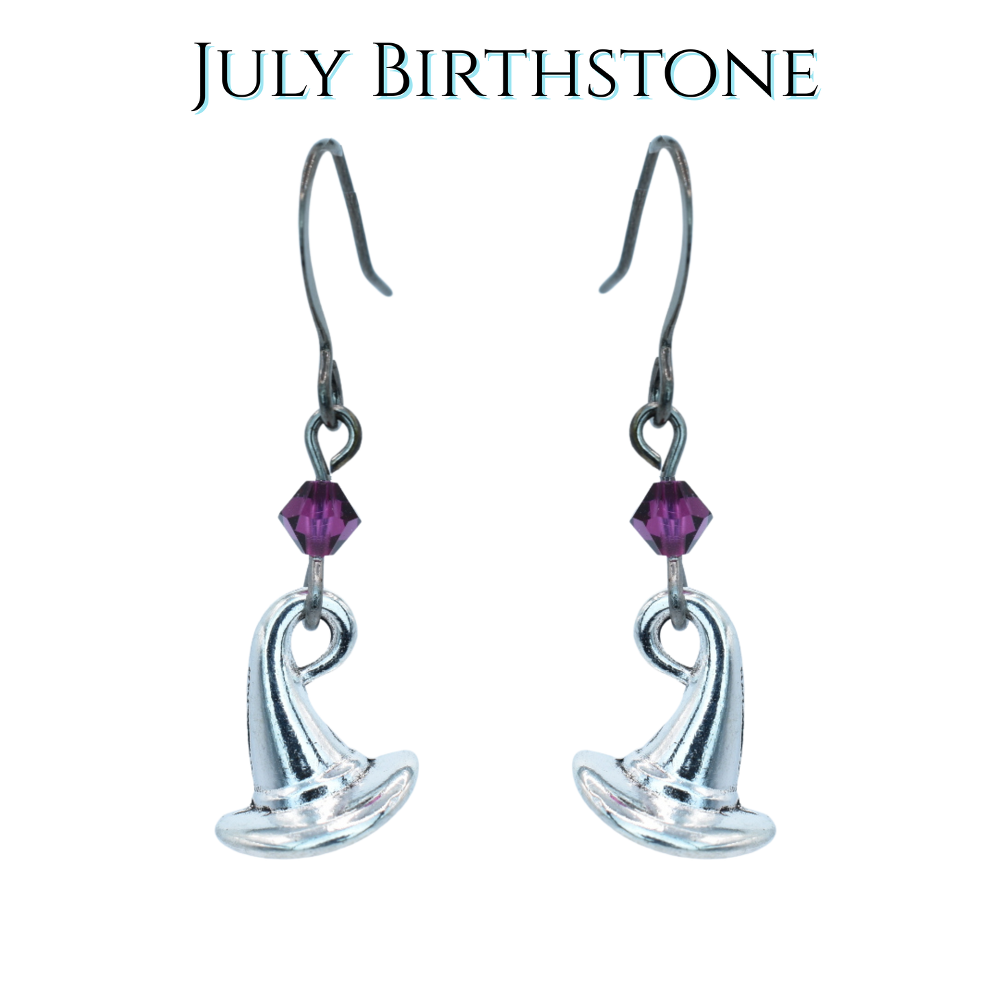 Witch Hat Birthstone Crystal Bead Earrings - Personalized