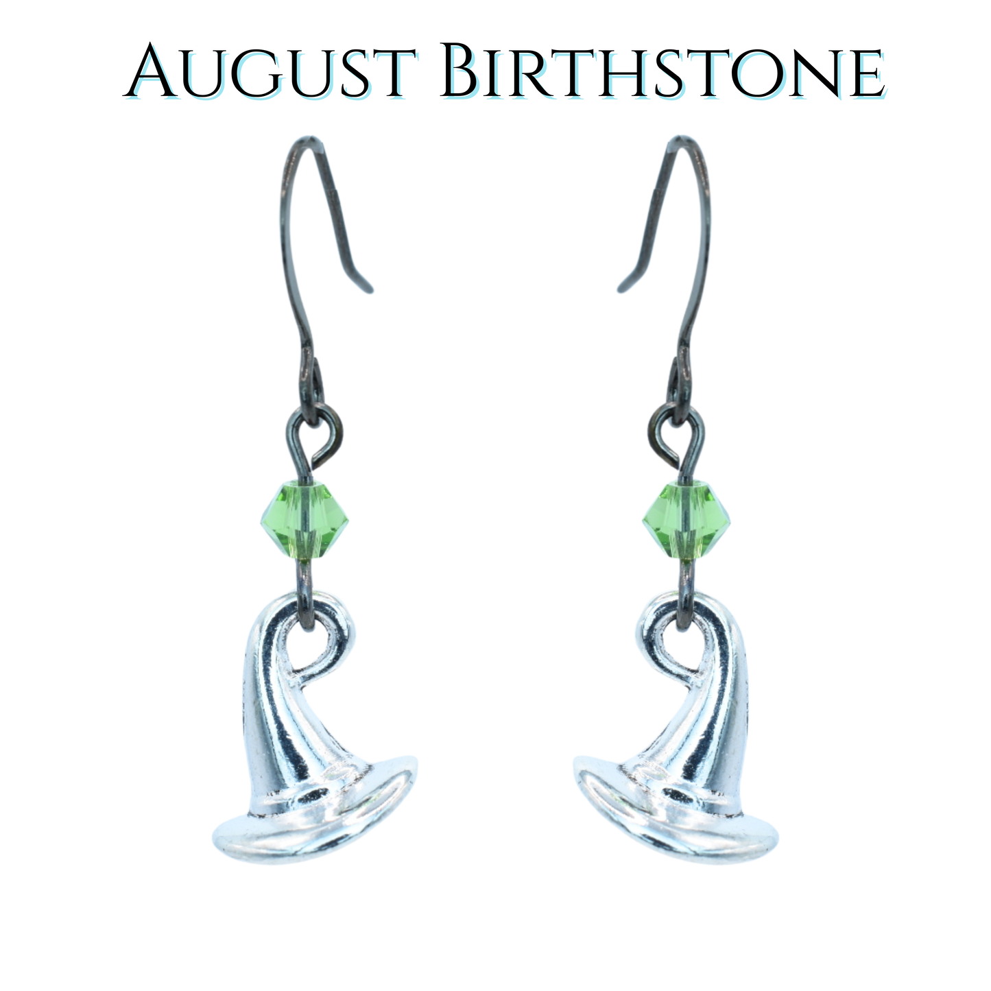 Witch Hat Birthstone Crystal Bead Earrings - Personalized