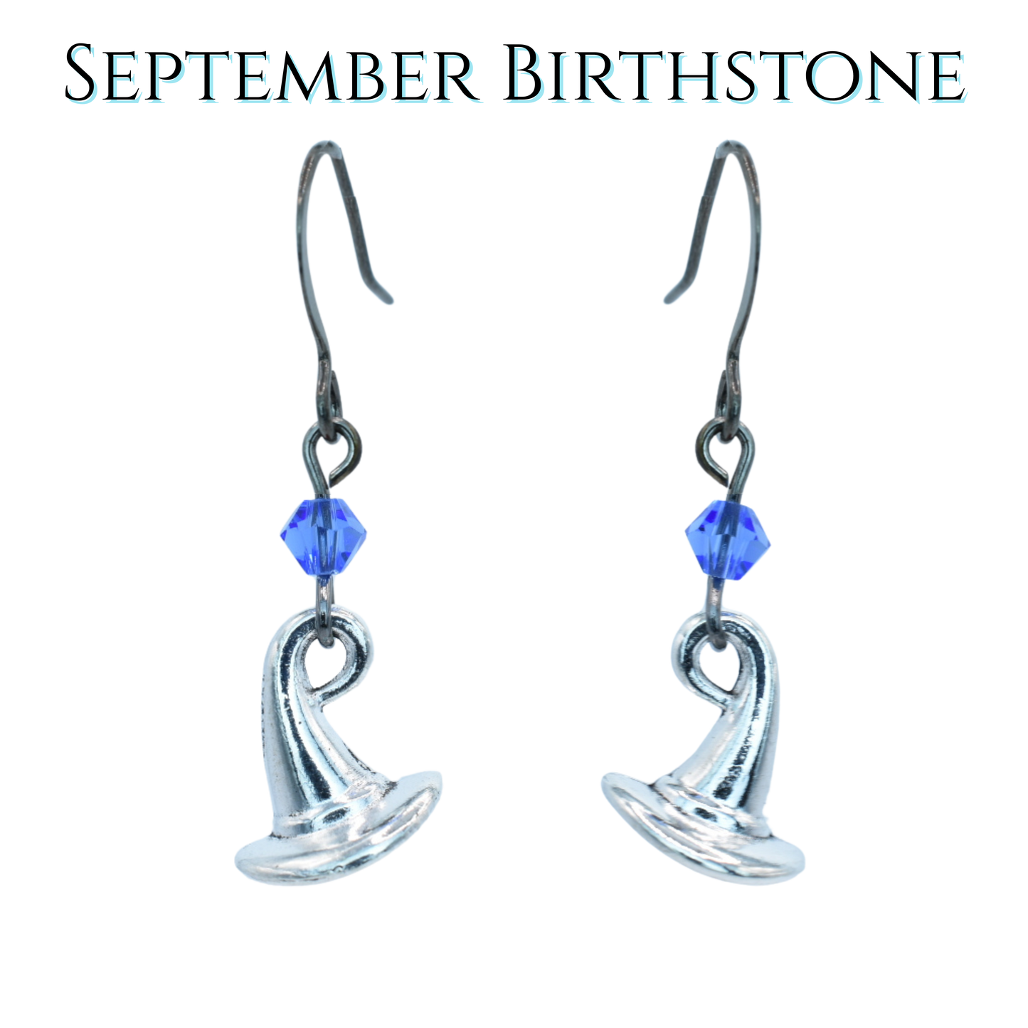 Witch Hat Birthstone Crystal Bead Earrings - Personalized