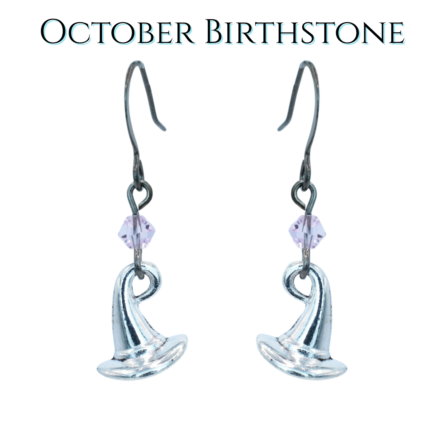 Witch Hat Birthstone Crystal Bead Earrings - Personalized