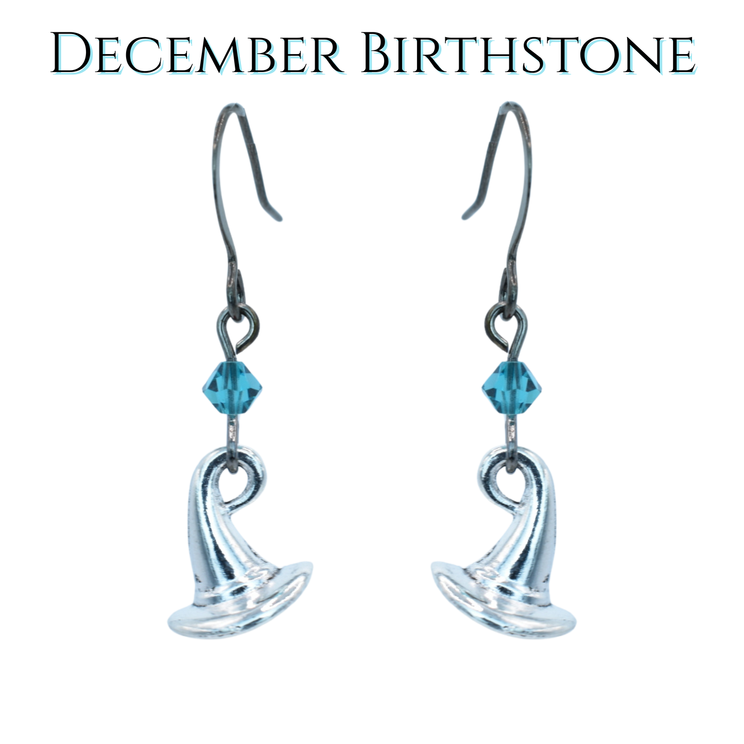 Witch Hat Birthstone Crystal Bead Earrings - Personalized