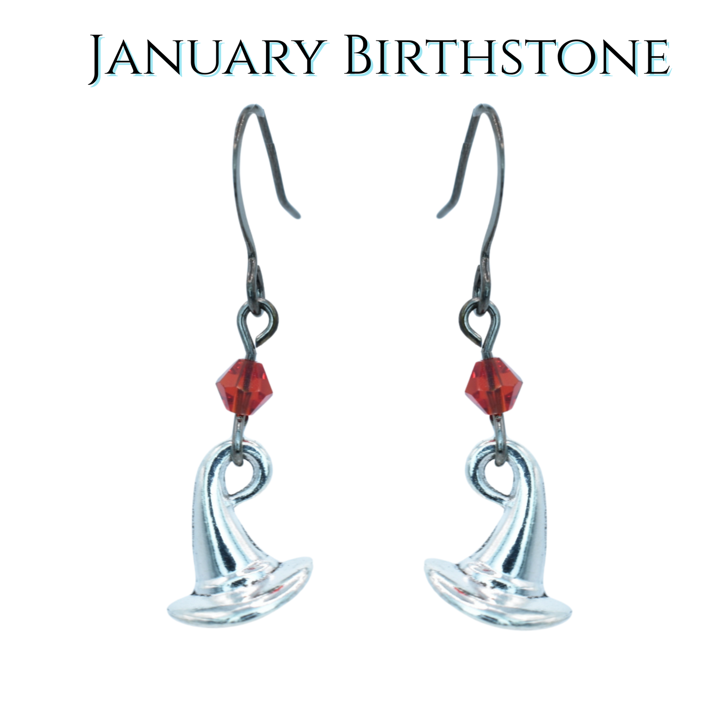 Witch Hat Birthstone Crystal Bead Earrings - Personalized
