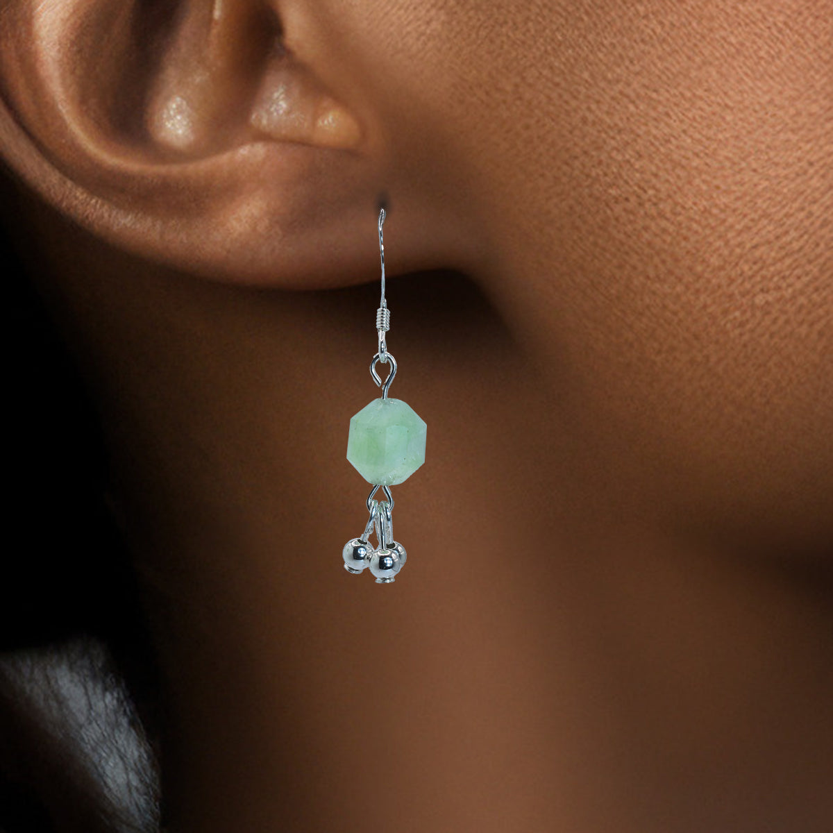 gemstone dangle earrings quartz green sterling silver for Black women