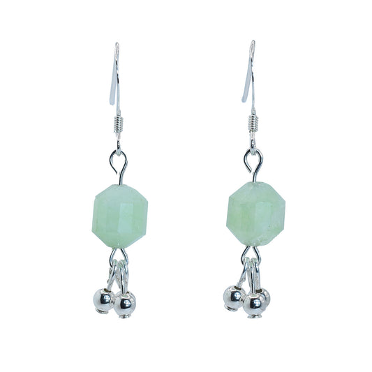 gemstone dangle earrings quartz green sterling silver