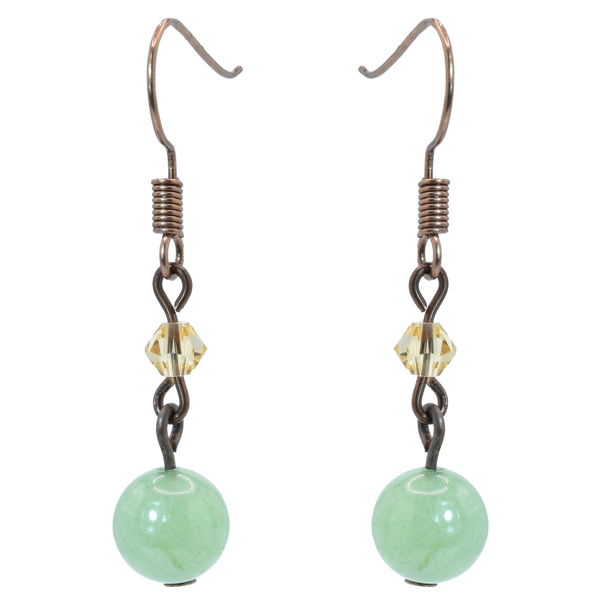 Green Jasper Austrian Crystal Earrings