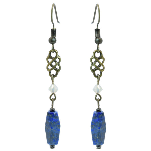 Lapis Lazuli Celtic Austrian Crystal Earrings
