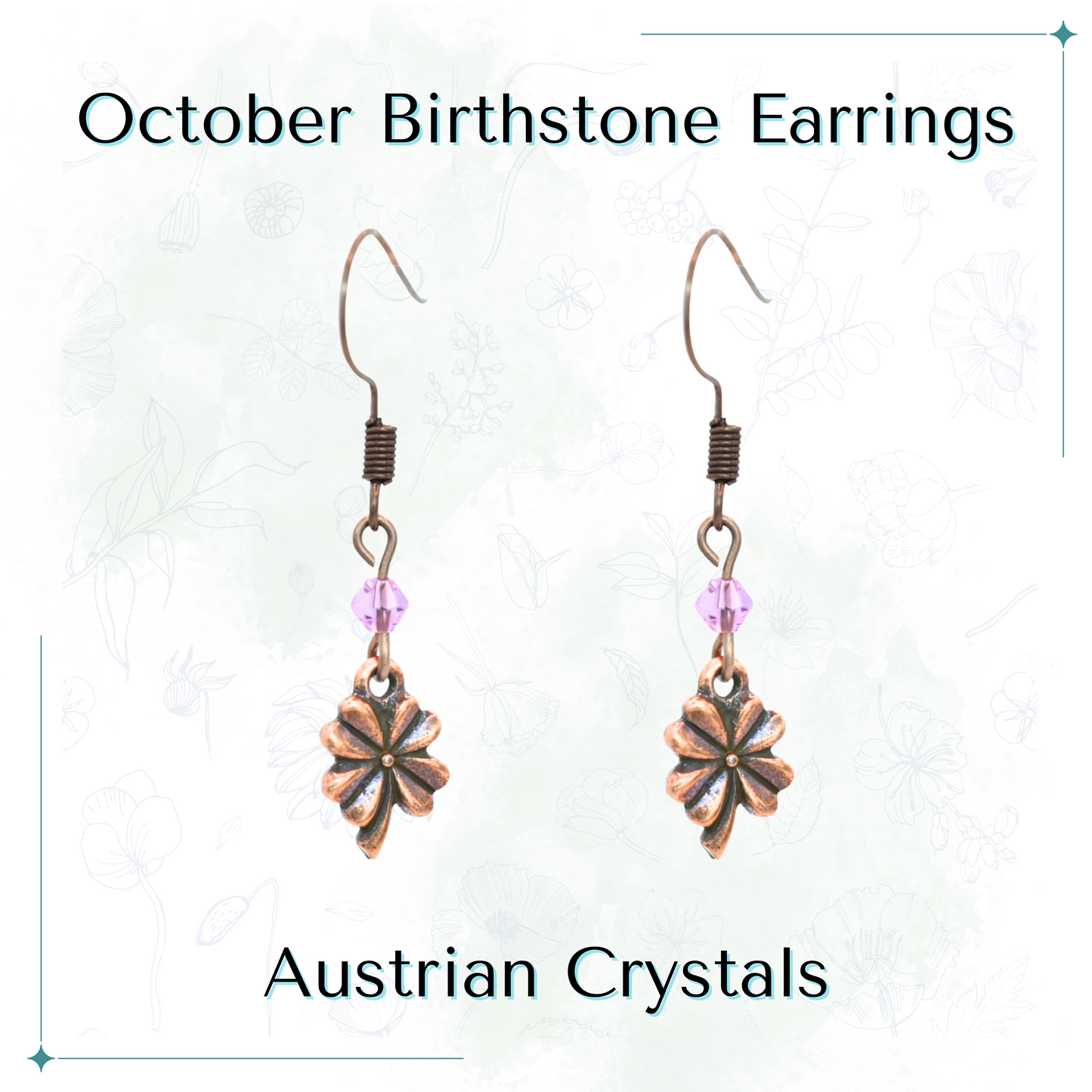 Four Leaf Clover Birthstone Earrings - Personalized