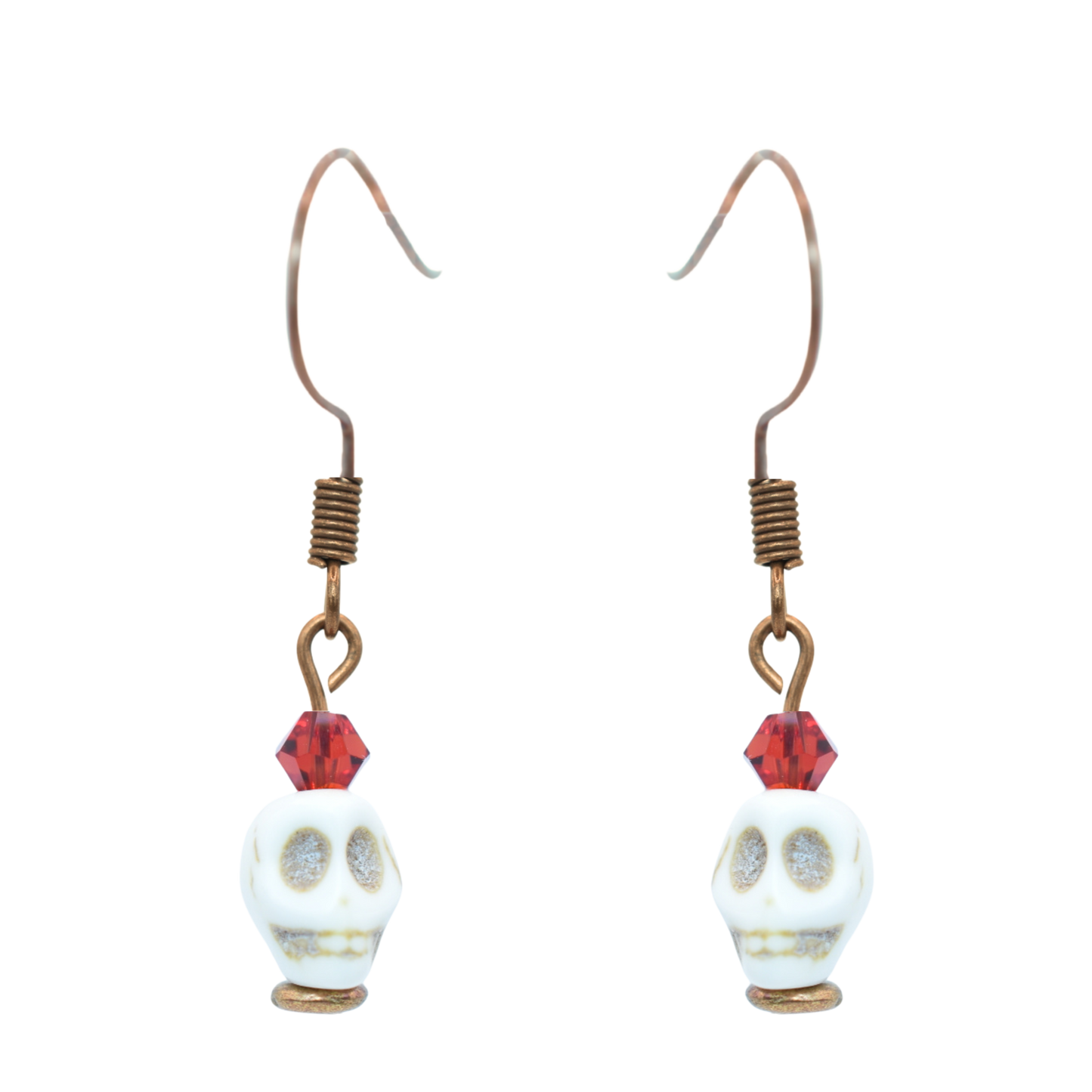 Skull Birthstone Crystal Bead Earrings - Personalized