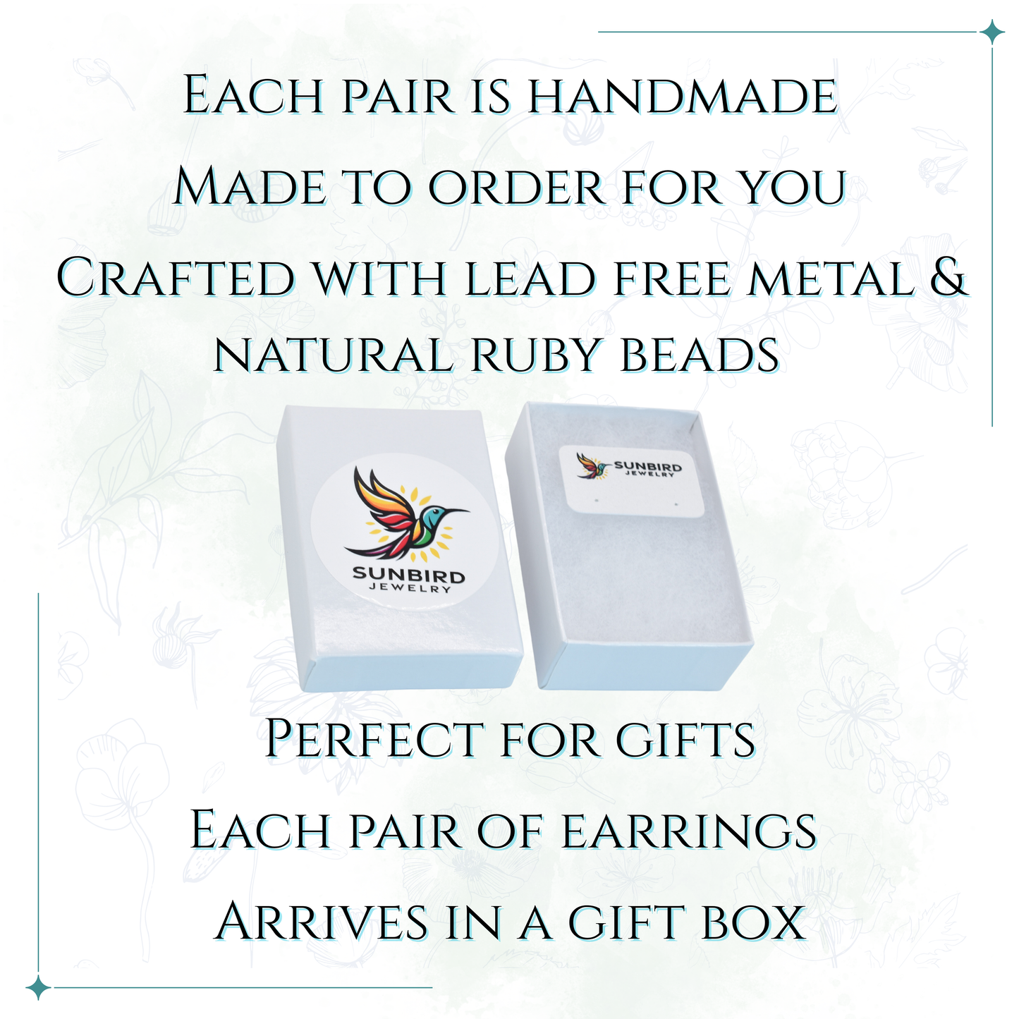 July Birthstone Antique Bronze Flower Earring with Ruby Bead