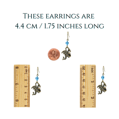 Blue Crystal Dragon Earrings