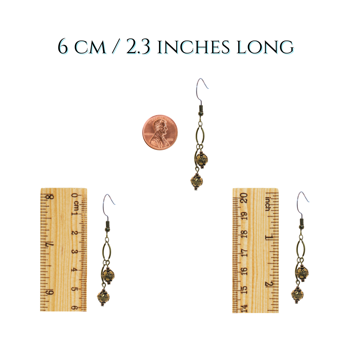 Antique Bronze Curved Chain Bead Earrings