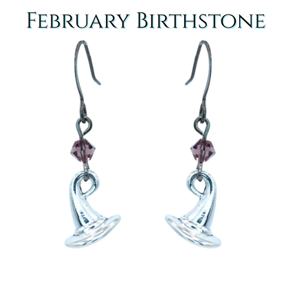 Witch Hat Birthstone Crystal Bead Earrings - Personalized