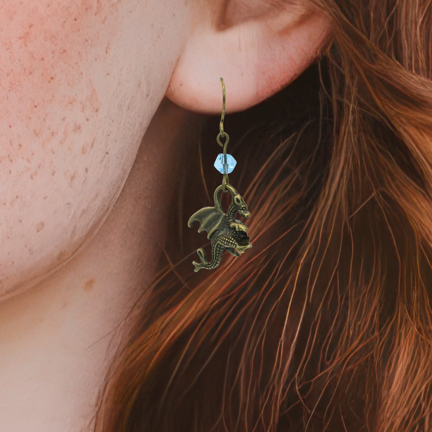 Dragon Birthstone Crystal Bead Earrings