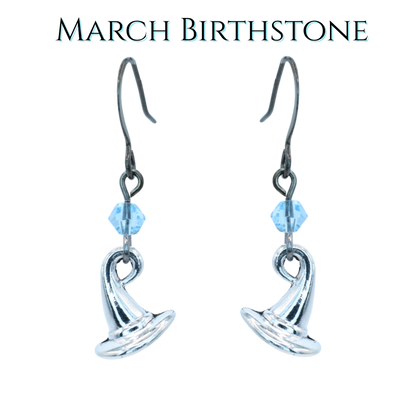 Witch Hat Birthstone Crystal Bead Earrings - Personalized