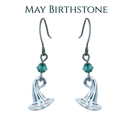 Witch Hat Birthstone Crystal Bead Earrings - Personalized