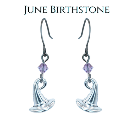 Witch Hat Birthstone Crystal Bead Earrings - Personalized