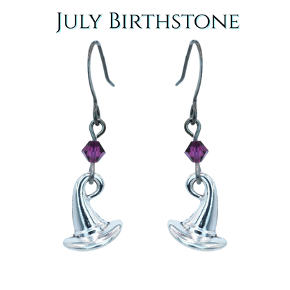 Witch Hat Birthstone Crystal Bead Earrings - Personalized