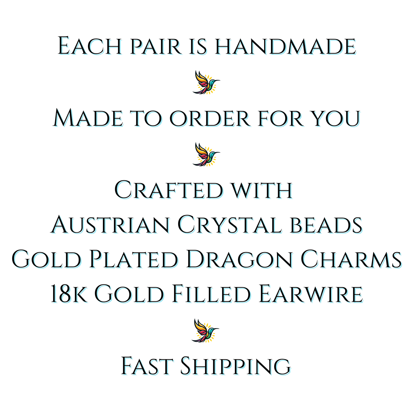 Dragon Birthstone Crystal Bead Earrings