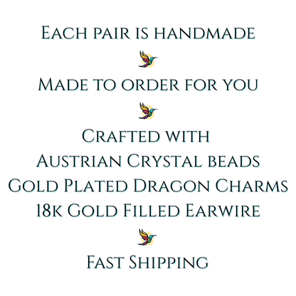 Dragon Birthstone Crystal Bead Earrings