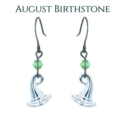 Witch Hat Birthstone Crystal Bead Earrings - Personalized