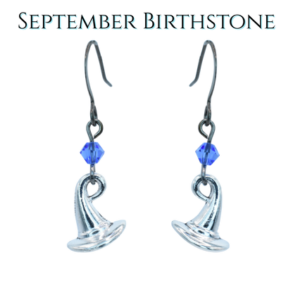 Witch Hat Birthstone Crystal Bead Earrings - Personalized