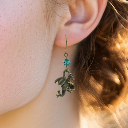 Dragon Birthstone Crystal Bead Earrings