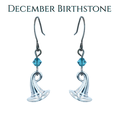 Witch Hat Birthstone Crystal Bead Earrings - Personalized