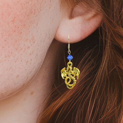 Dragon Birthstone Crystal Bead Earrings