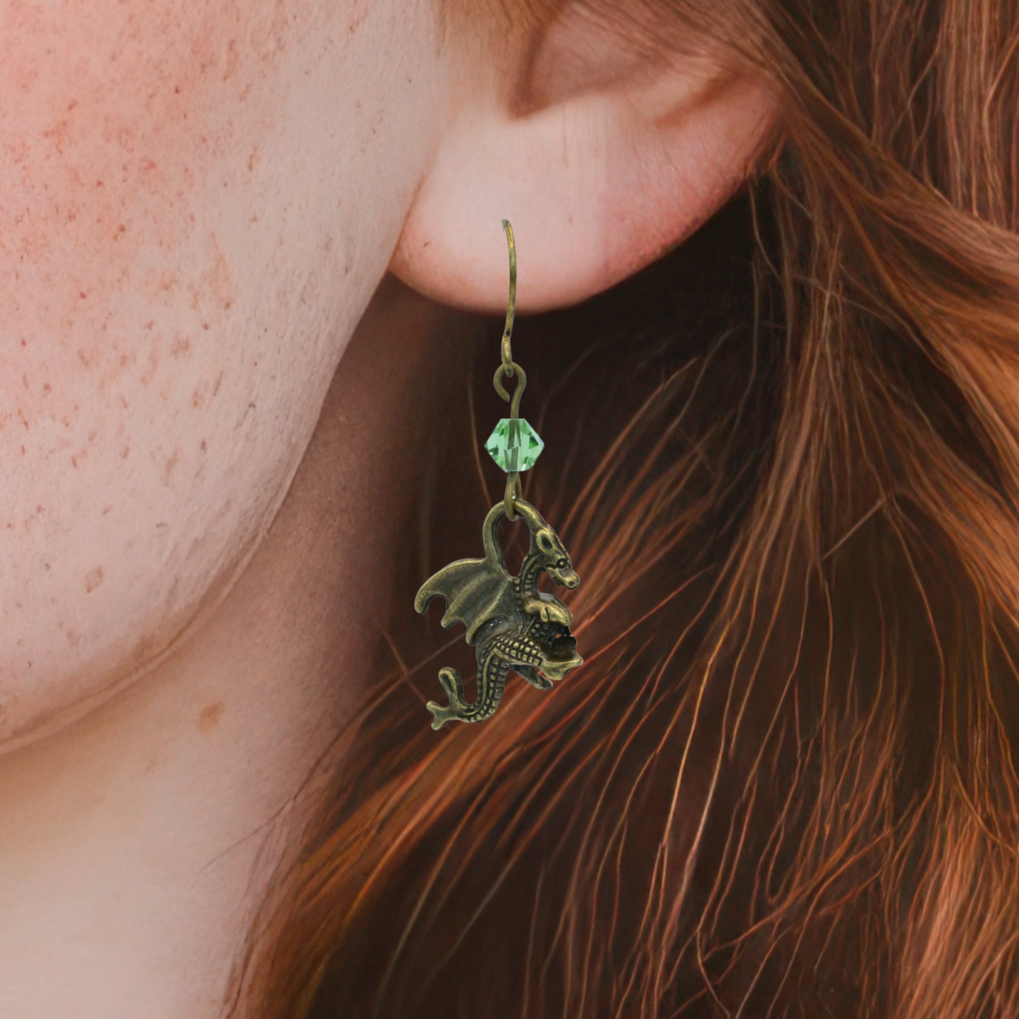 Dragon Birthstone Crystal Bead Earrings