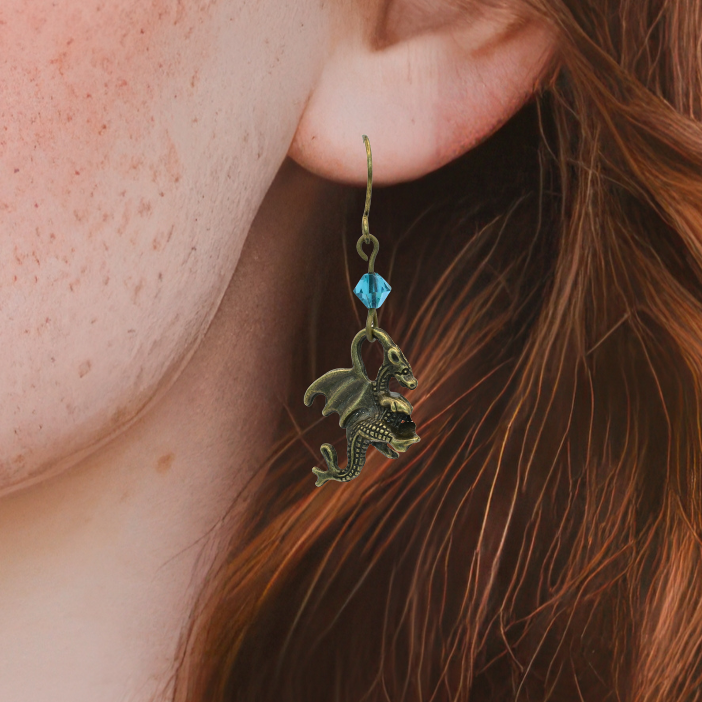Dragon Birthstone Crystal Bead Earrings