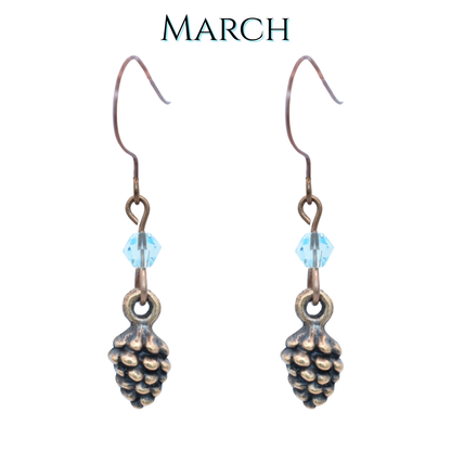 Pine Cone Birthstone Crystal Bead Earrings