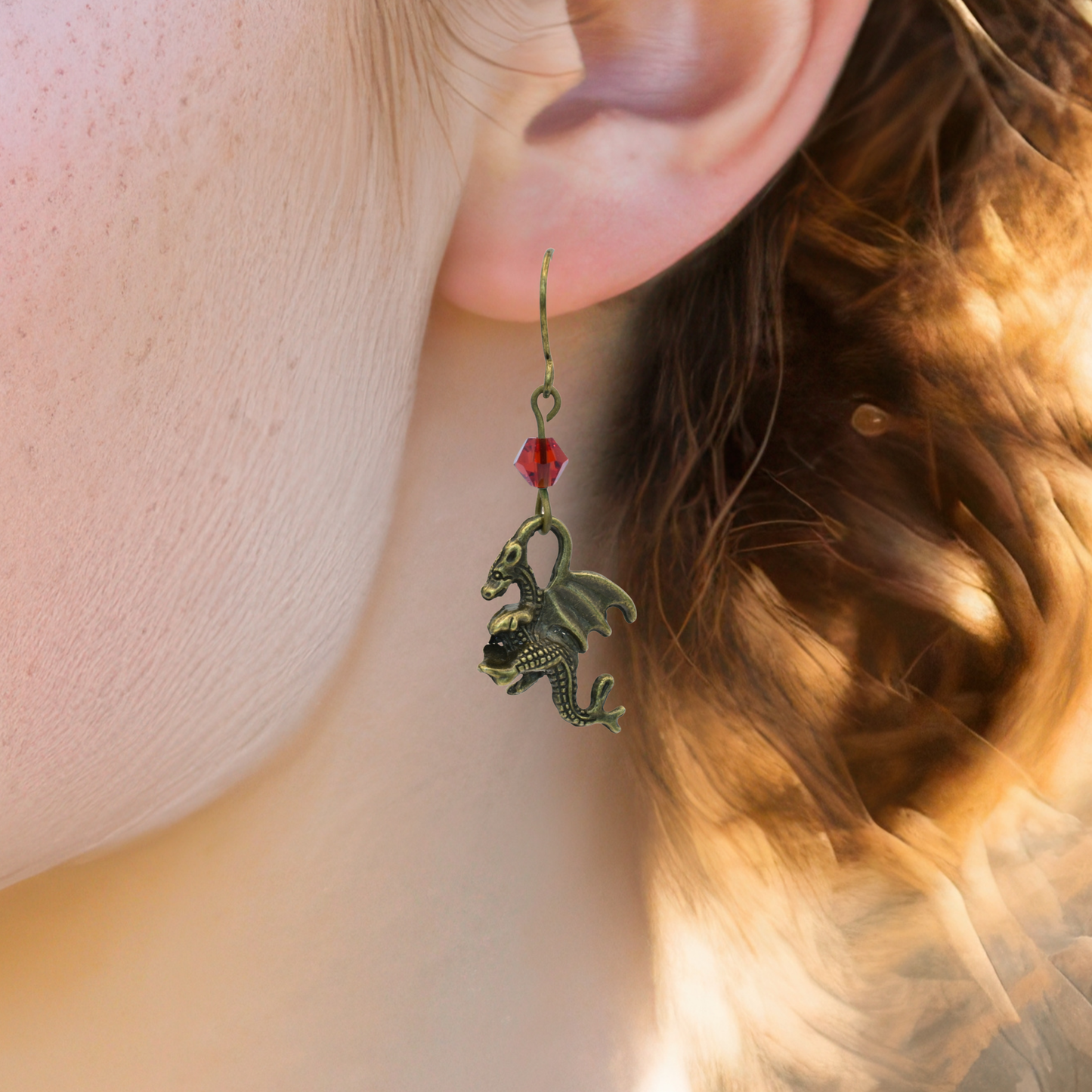 Dragon Birthstone Crystal Bead Earrings