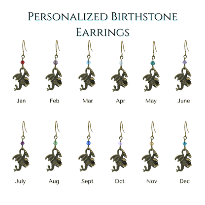 Dragon Birthstone Crystal Bead Earrings