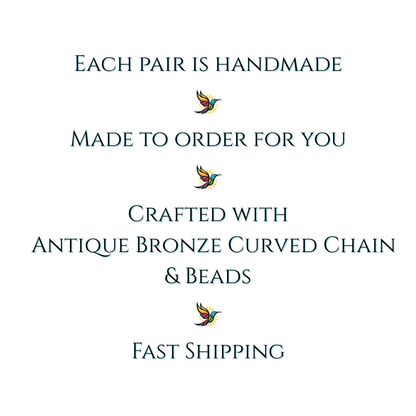 Antique Bronze Curved Chain Bead Earrings