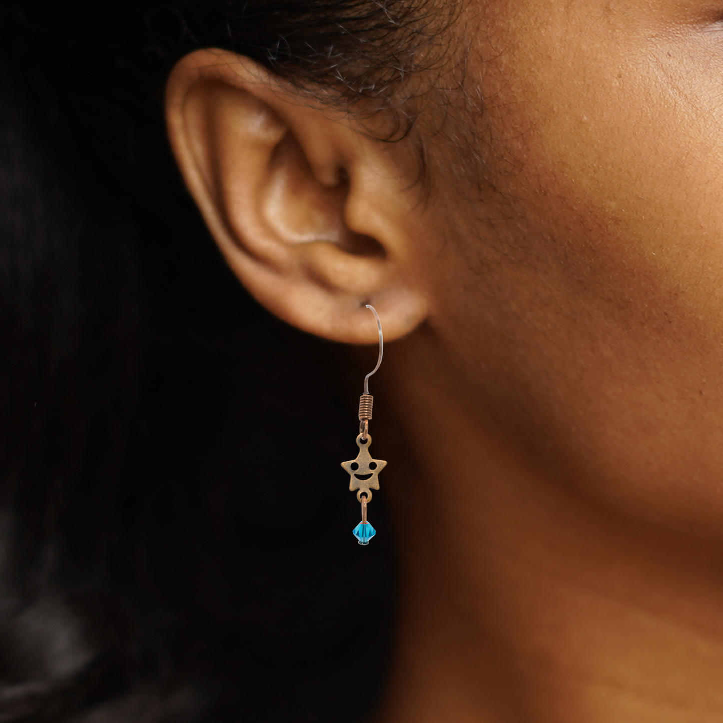 Smiley Star Boho Birthstone Earrings - Personalized