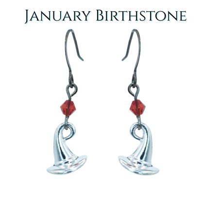 Witch Hat Birthstone Crystal Bead Earrings - Personalized