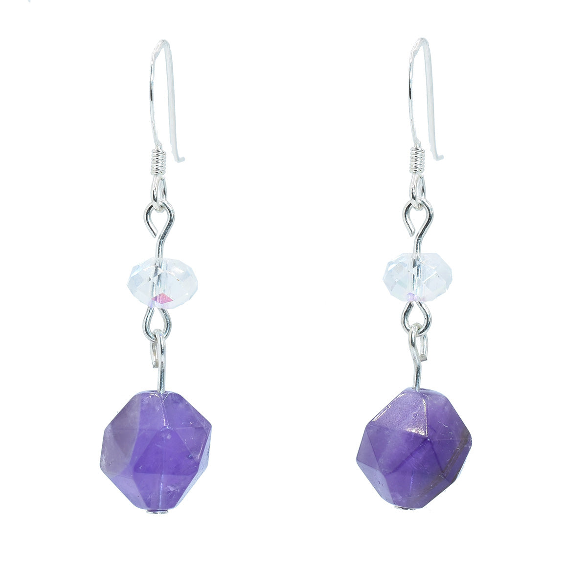 amethyst drop earrings sterling silver