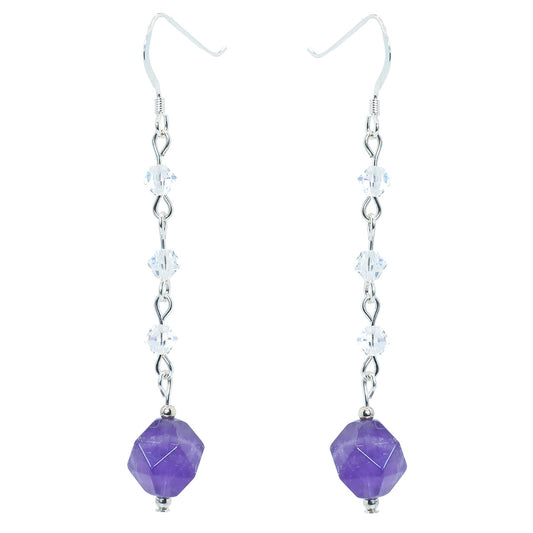 amethyst earrings long dangle sterling silver