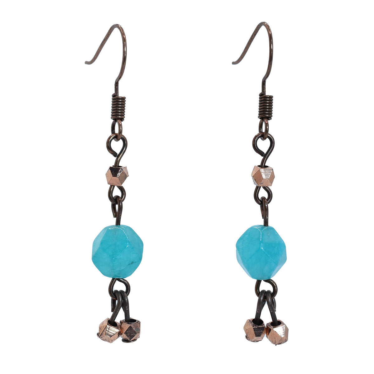 Teal Jade earrings - antique copper