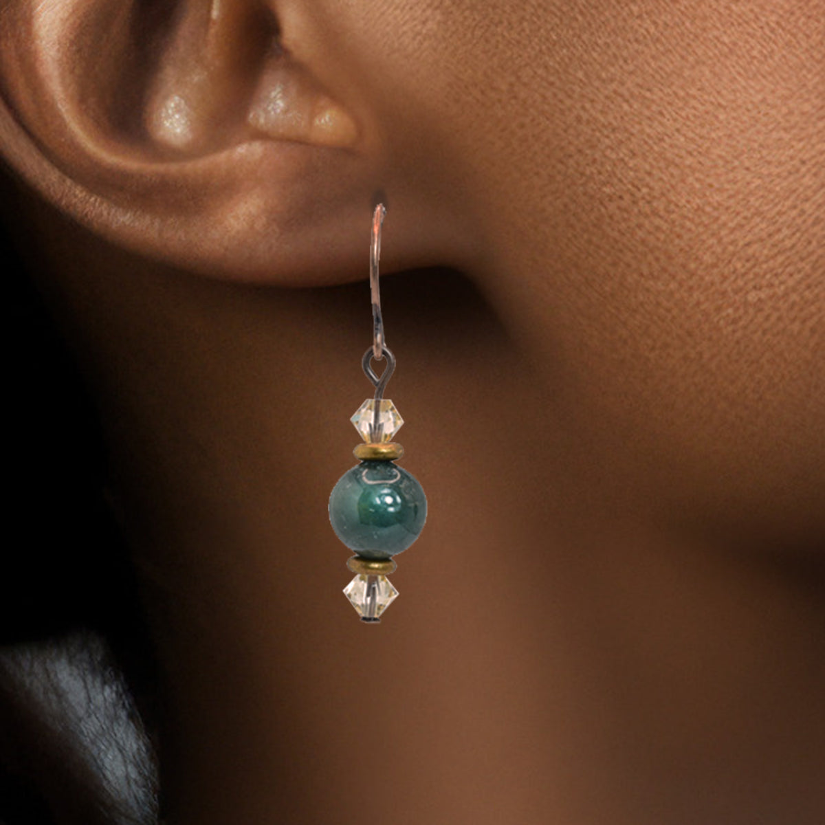 Swarovski drop earrings - antique copper - Ocean Jasper - For Black Women