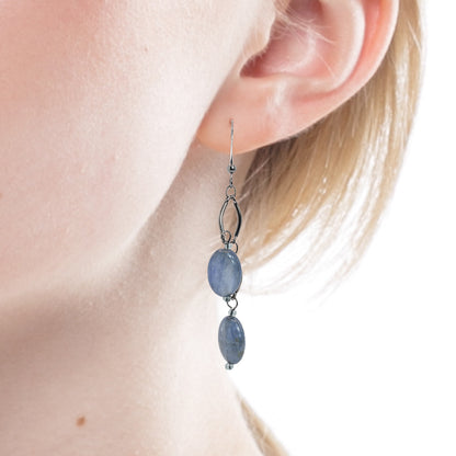 gemstone earrings dangle - blue earrings - gunmetal - Irish