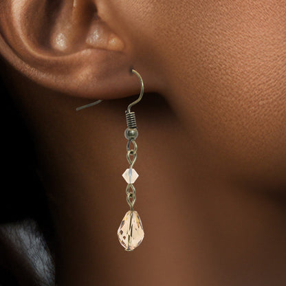 Austrian crystal earrings - golden champagne - Swarovski crystal earrings for Black women