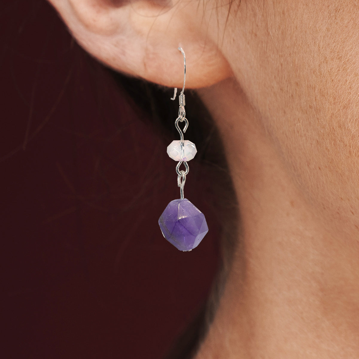 amethyst drop earrings sterling silver for women