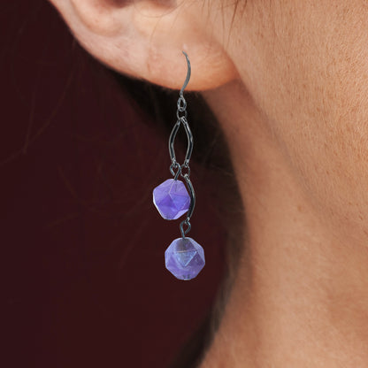 amethyst earrings dangle for women - gunmetal - Hispanic