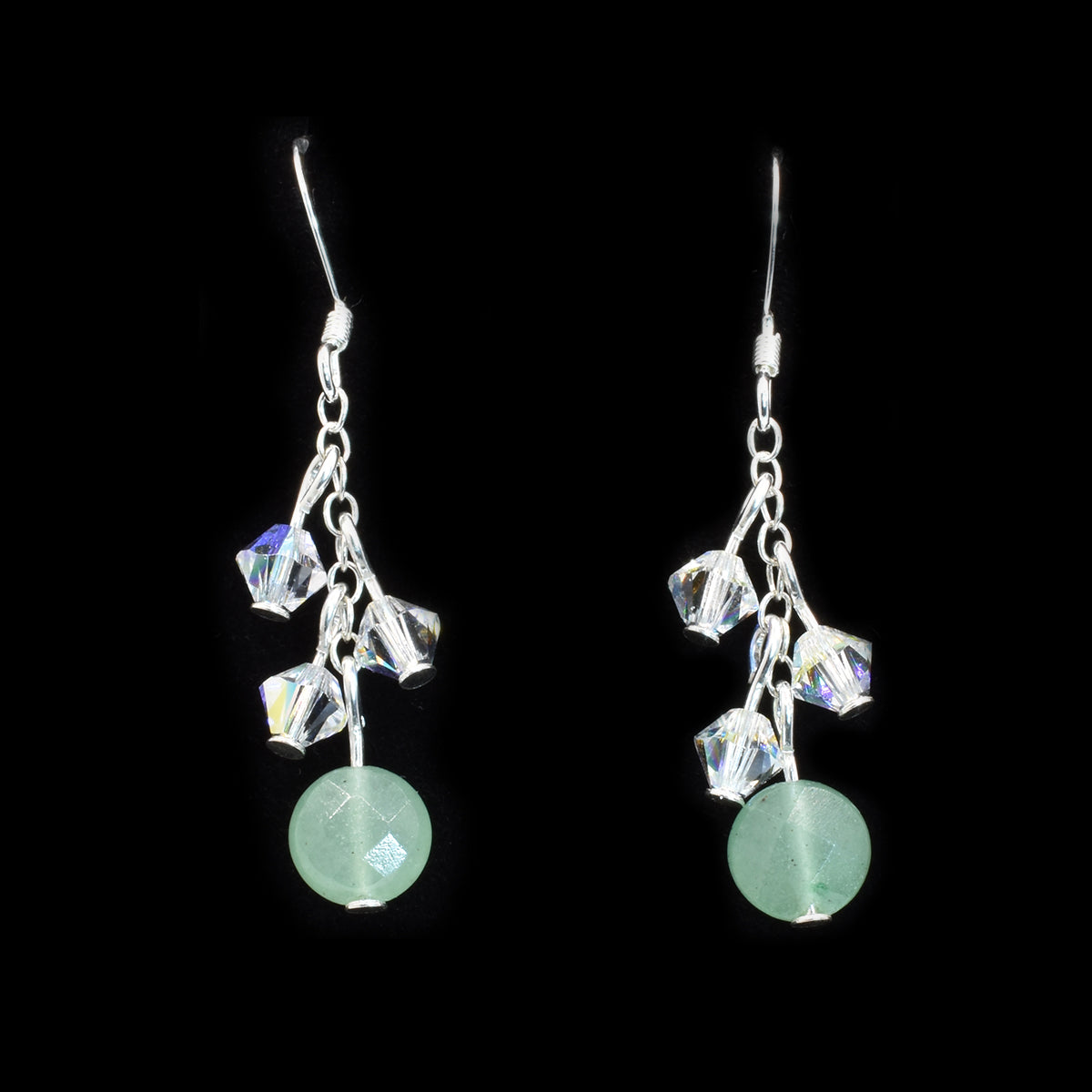 aurora borealis earrings aventurine sterling silver earrings flat