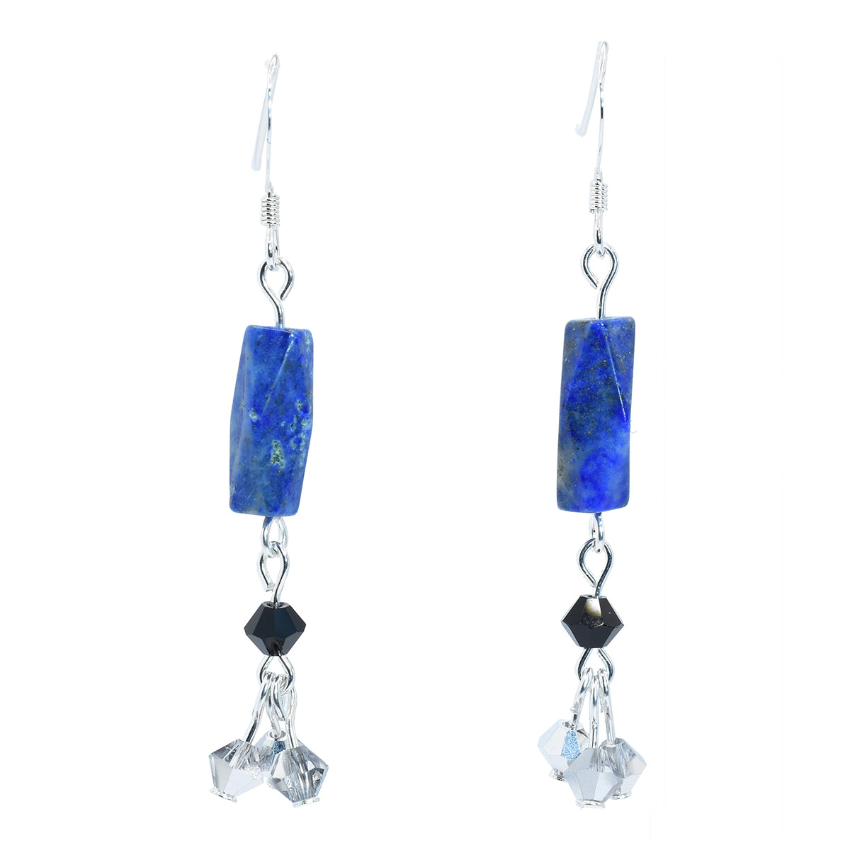 lapis lazuli earrings - long dangle earrings - Sterling Silver